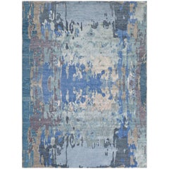 'Shale, Ocean' Hand-Knotted Tibetan Rug Made in Nepal by New Moon Rugs