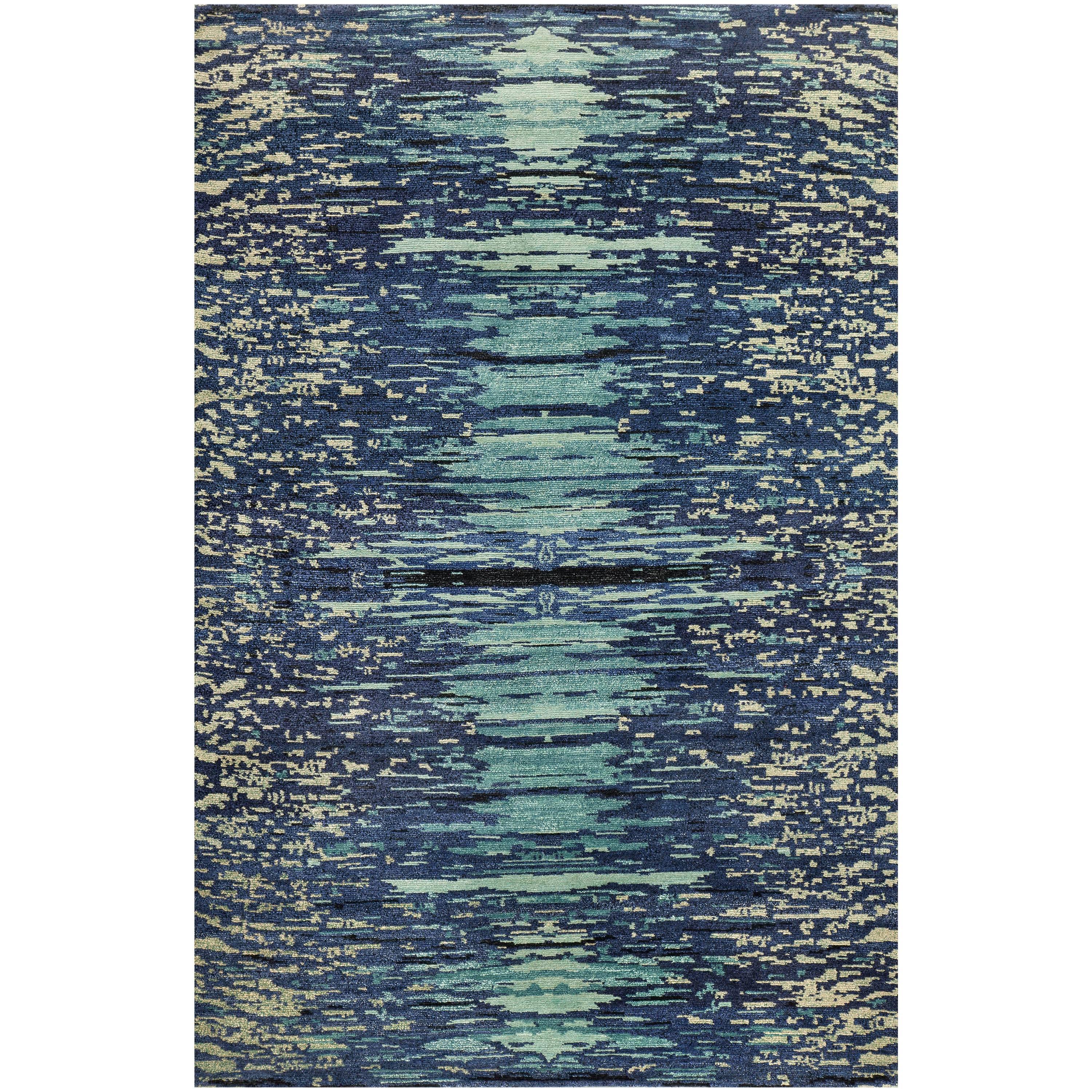 'Static, Galaxy' Hand-Knotted Tibetan Rug Made in Nepal by New Moon Rugs For Sale