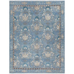 'Sultana, Indigo' Hand-Knotted Tibetan Rug Made in Nepal by New Moon Rugs