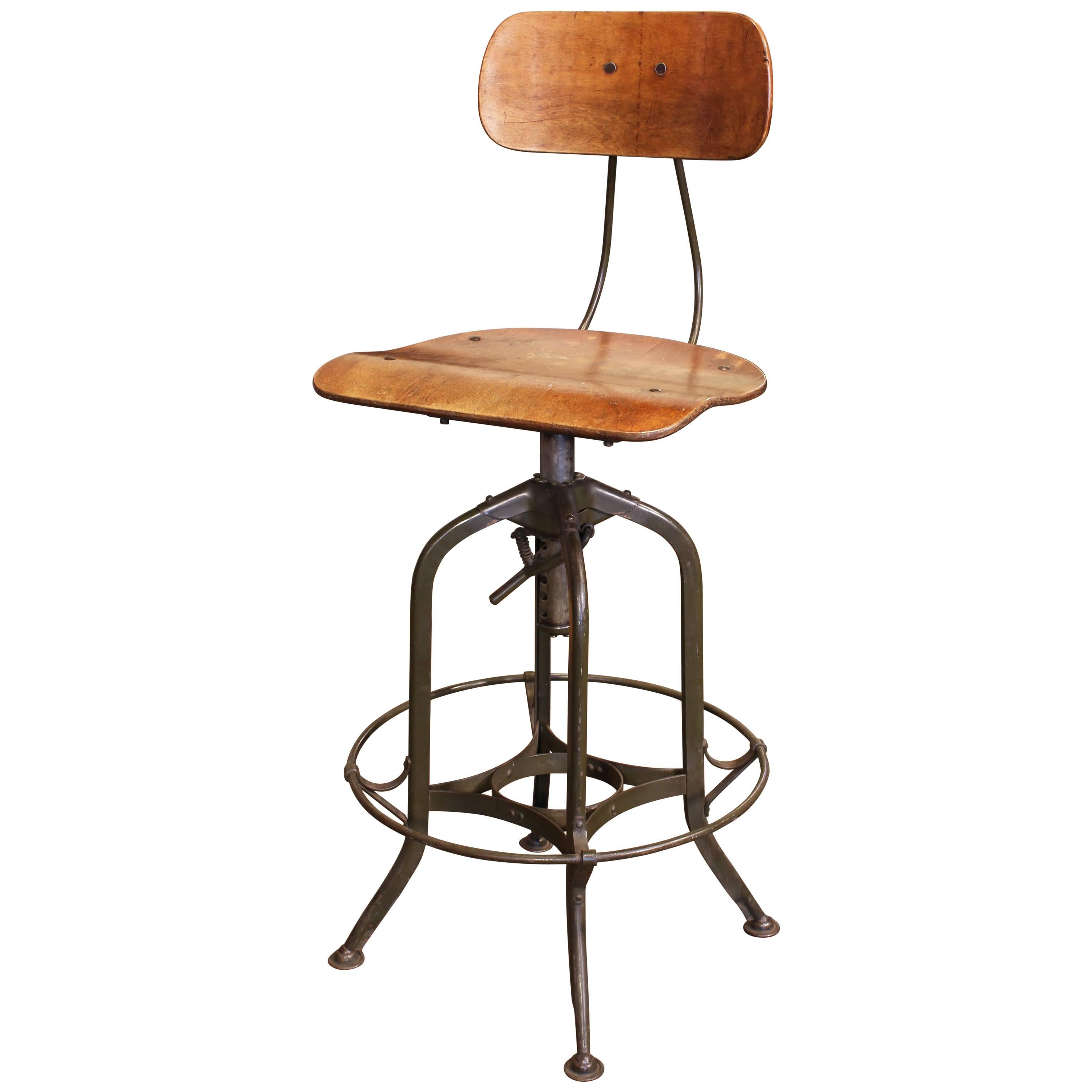 Original Vintage Adjustable Toledo Bar Stool Drafting Chair