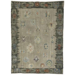 New Turkish Kilim Souf Rug with Tribal Style, Flat-weave Gray Souf Rug 