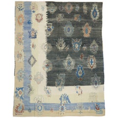 New Contemporary Turkish Kilim Souf Rug with Tribal Style, Flat-weave Souf Rug