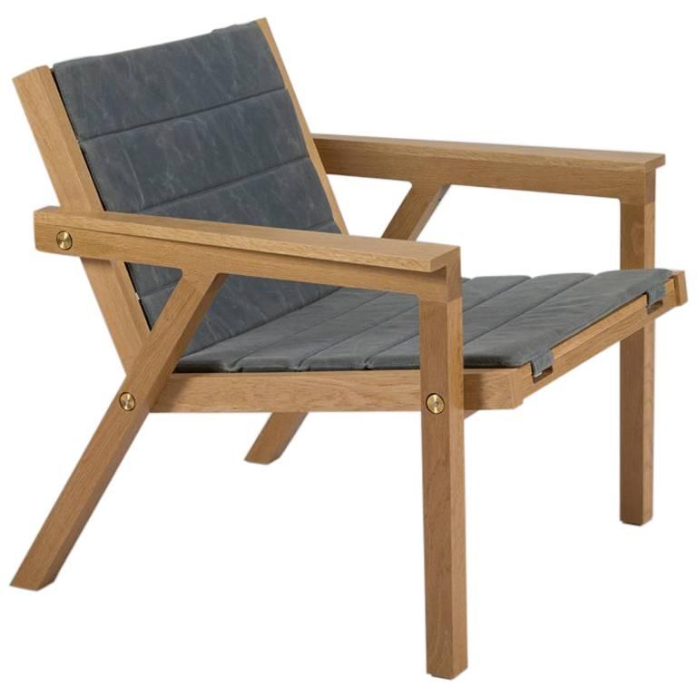 100xbtr Contemporary Breezeway Chair in White Oak with Waxed Canvas Cushion For Sale