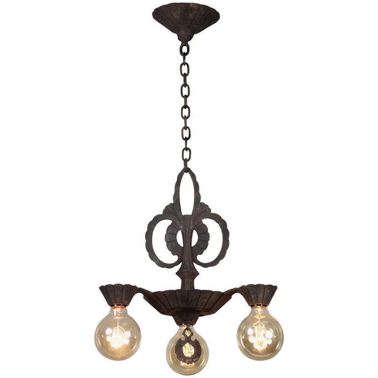 1920s Three Light Downlight Chandelier At 1stdibs 1920s Three Light Downlight Chandelier For
