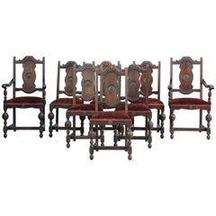 Set of Eight Spanish Revival 1920s Walnut Chair