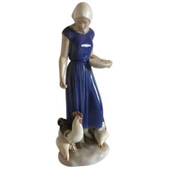 Bing & Grondahl Figurine of Woman Feeding the Chickens #2220