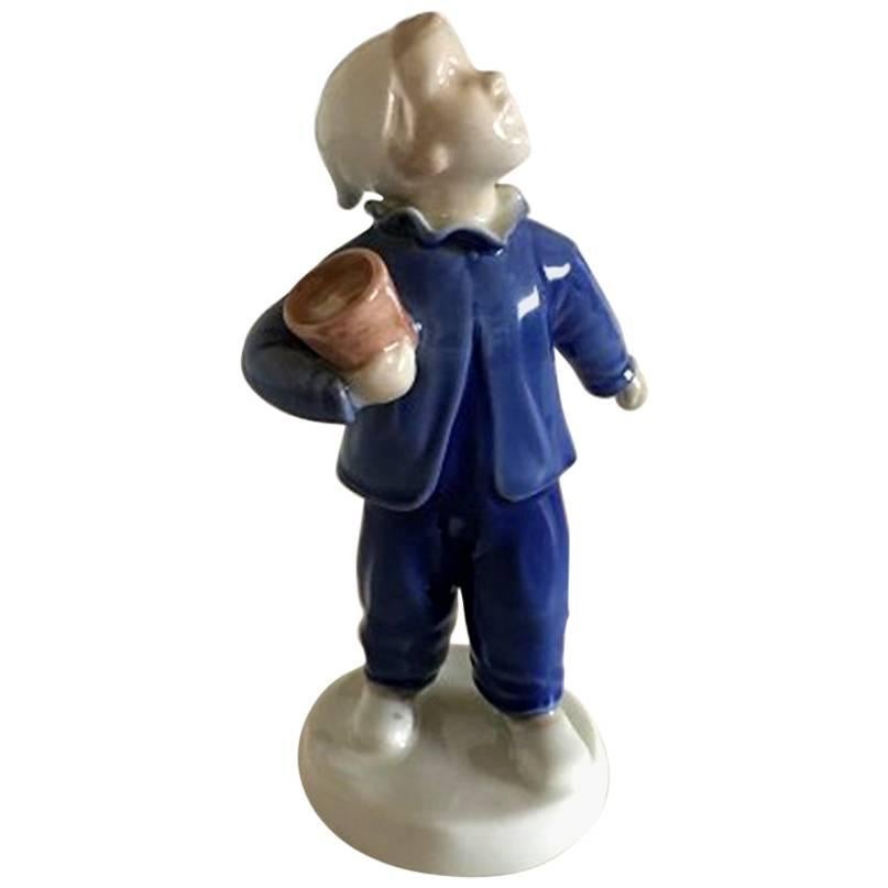 Bing & Grondahl Figurine of Boy with Pot "Who is calling?" #2251 For Sale
