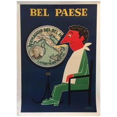 Affiche française vintage d'origine, fromage Bel Paese de Savignac, 1955