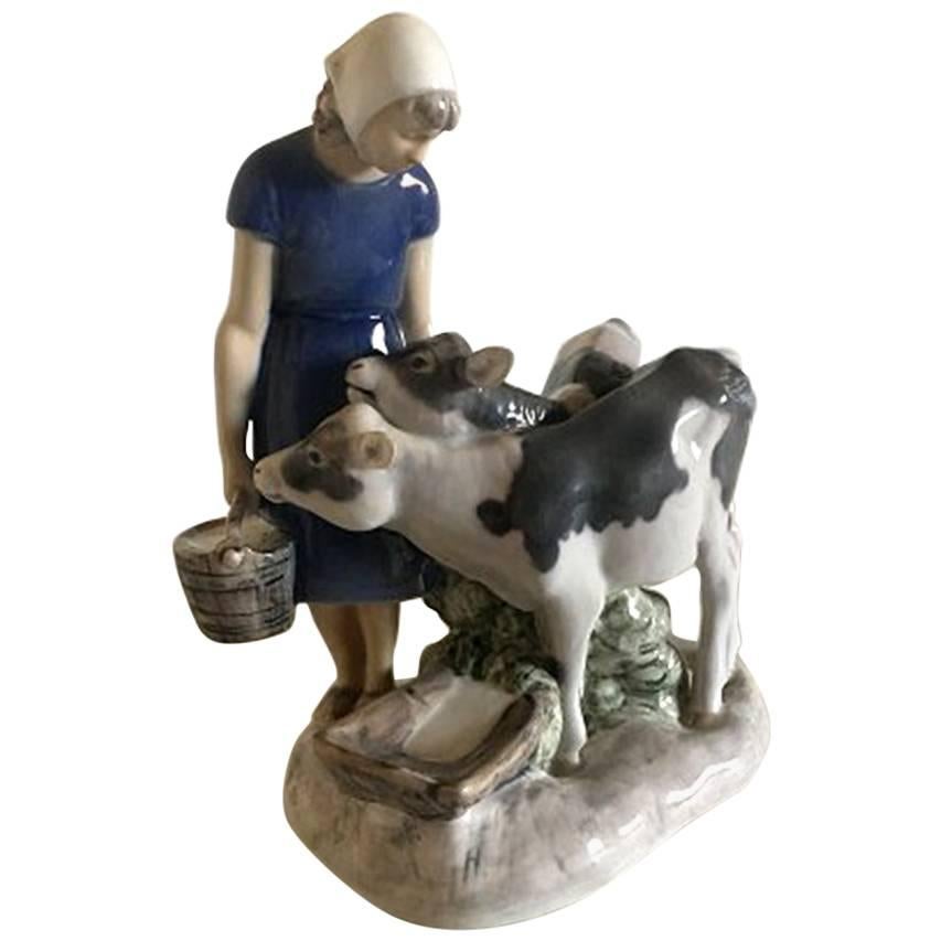 Bing & Grondahl Figurine Girl with Calves #2270