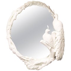 Large Sculptural Carved Peacock Mirror