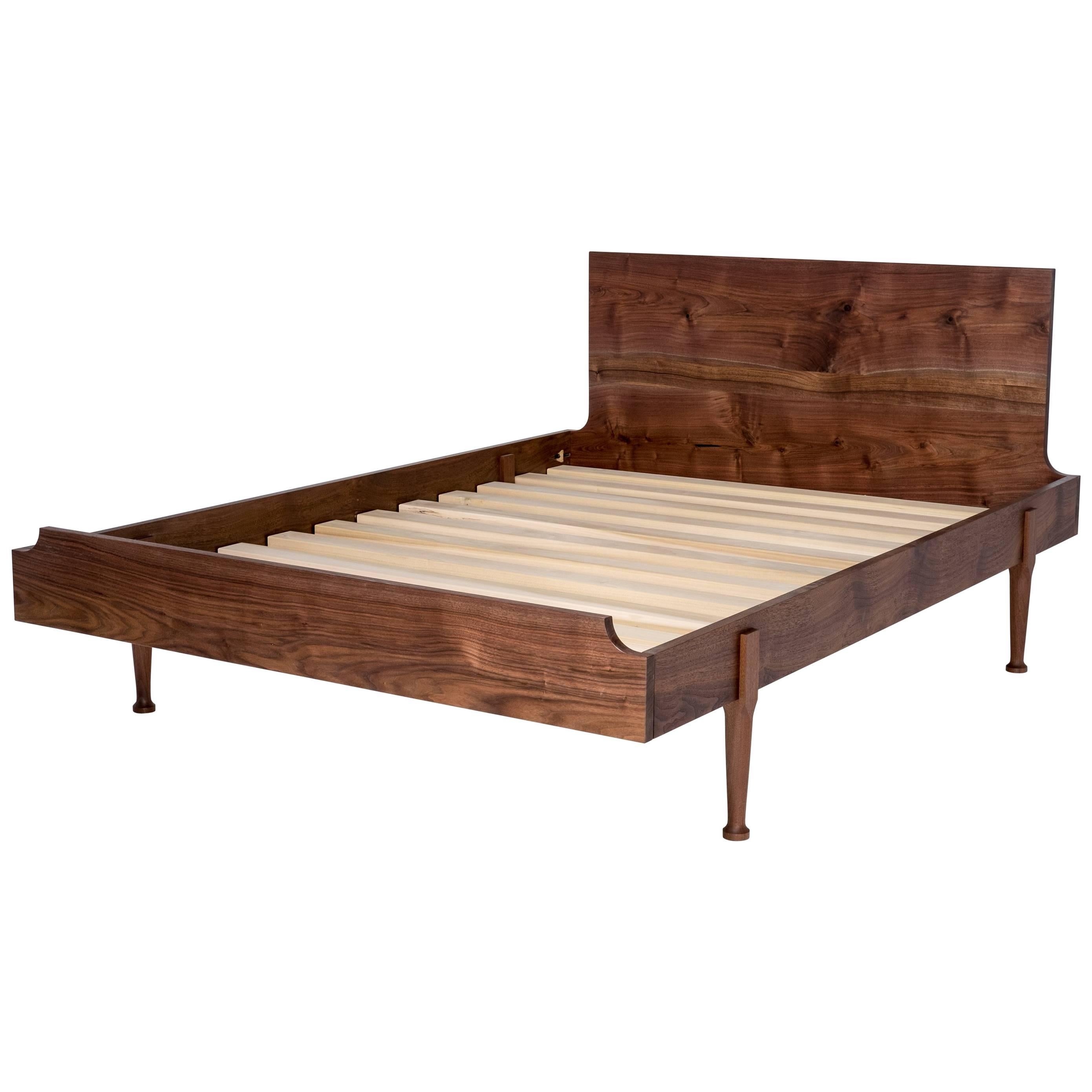 Arc Bed by Tretiak Works, Contemporary Handmade Walnut Queen Bed For Sale