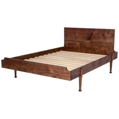 Arc Bed by Tretiak Works, Contemporary Handmade Walnut Queen Bed