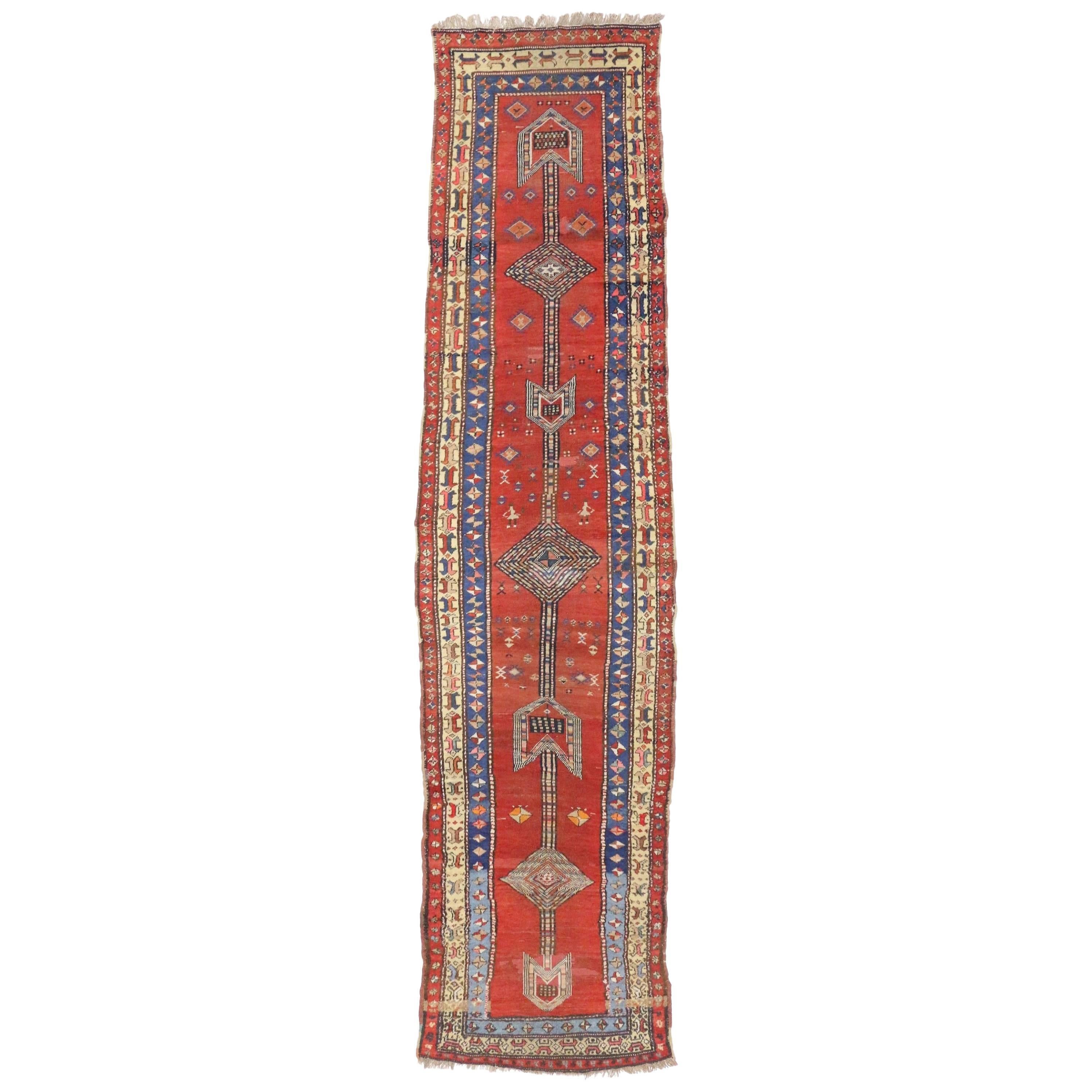 Antique Persian Sarab Runner with Mid-Century Modern Tribal Style