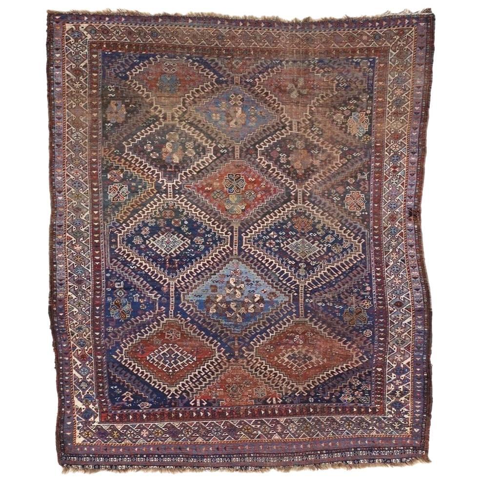 Antique Persian Shiraz Rug with Modern Tribal Style