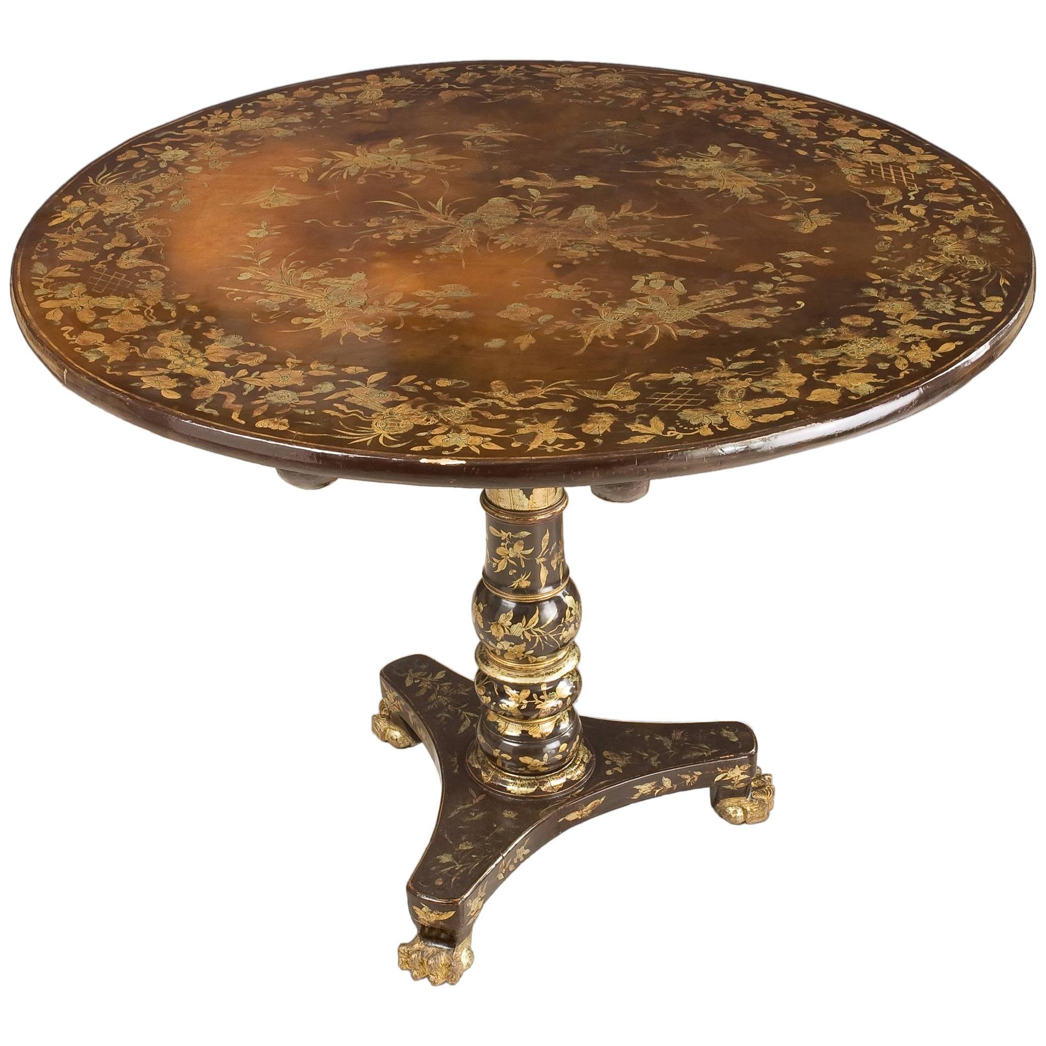 Lacquered Colonial Pedestal Table, First Quarter of the 19th Century