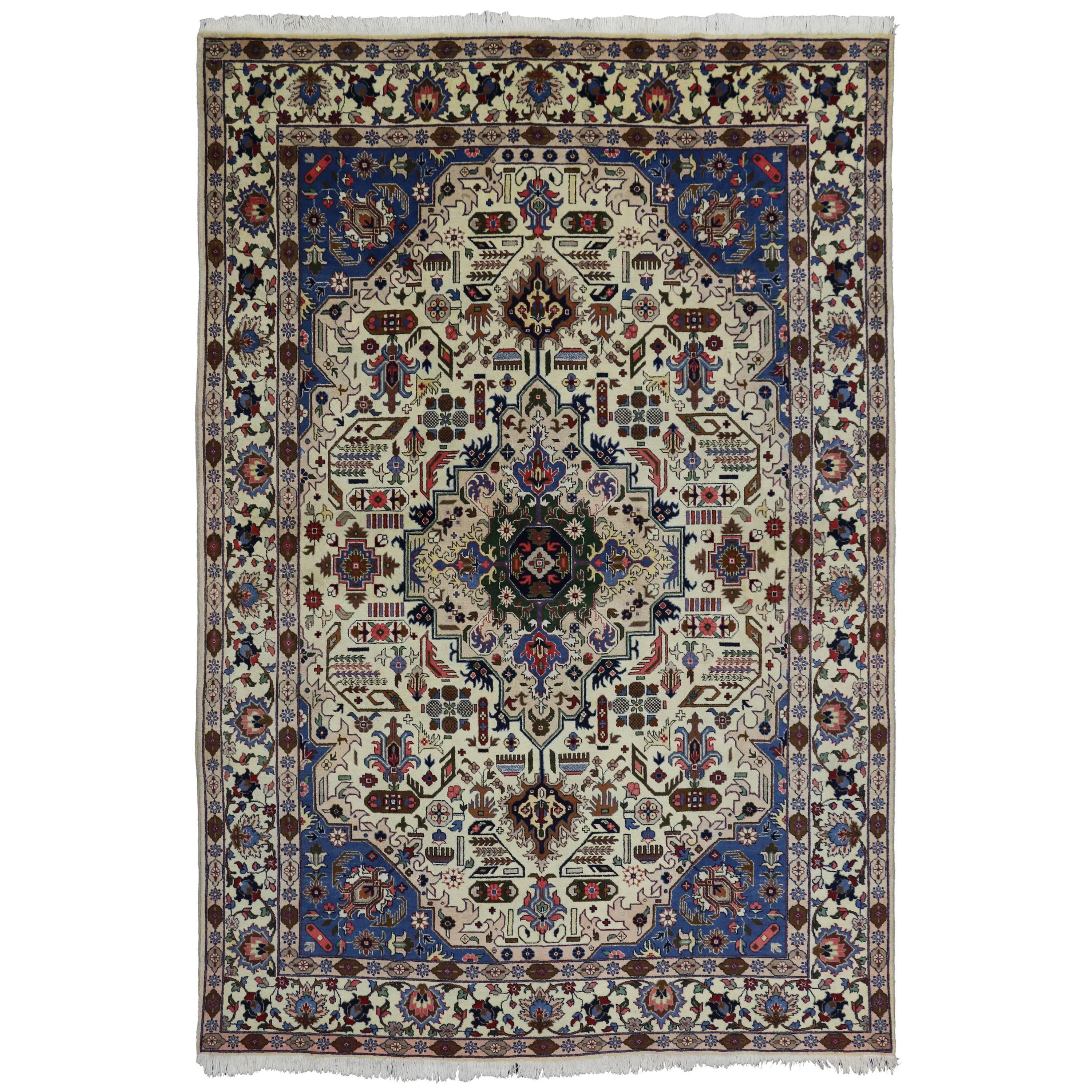 Vintage Persian Tabriz Area Rug with Modern Traditional Style