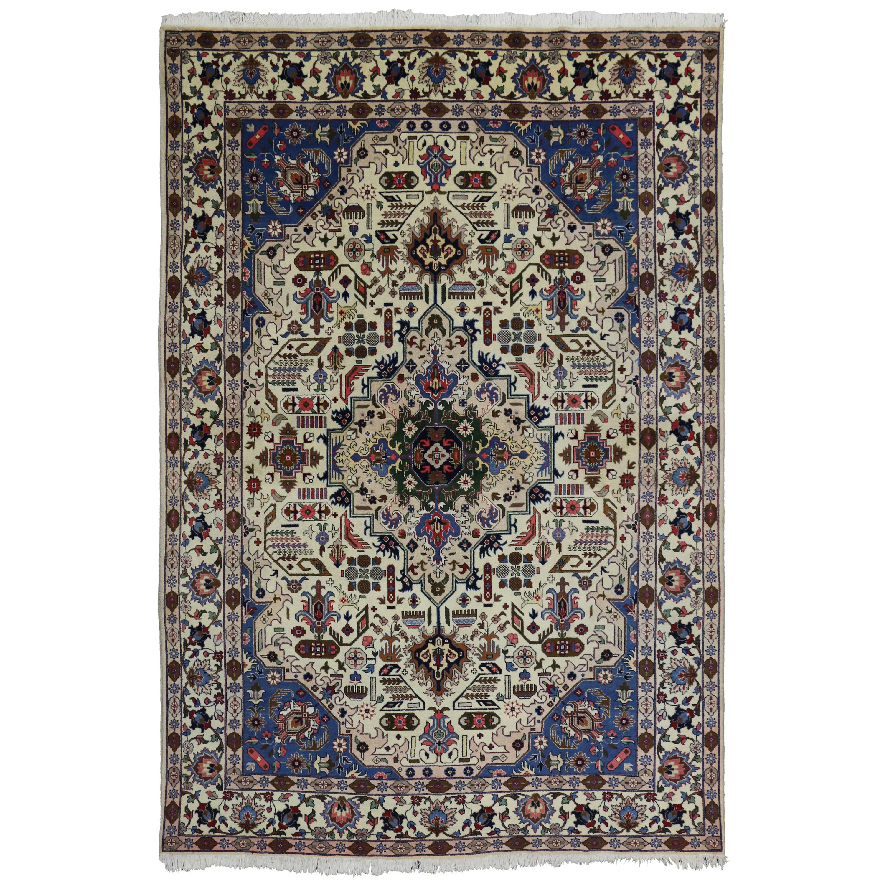 Vintage Persian Tabriz Area Rug with Modern Traditional Style