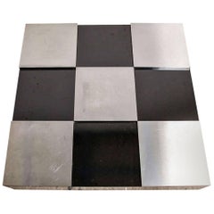 Large Square Modernist Black and White Checkerboard Low Cocktail Table