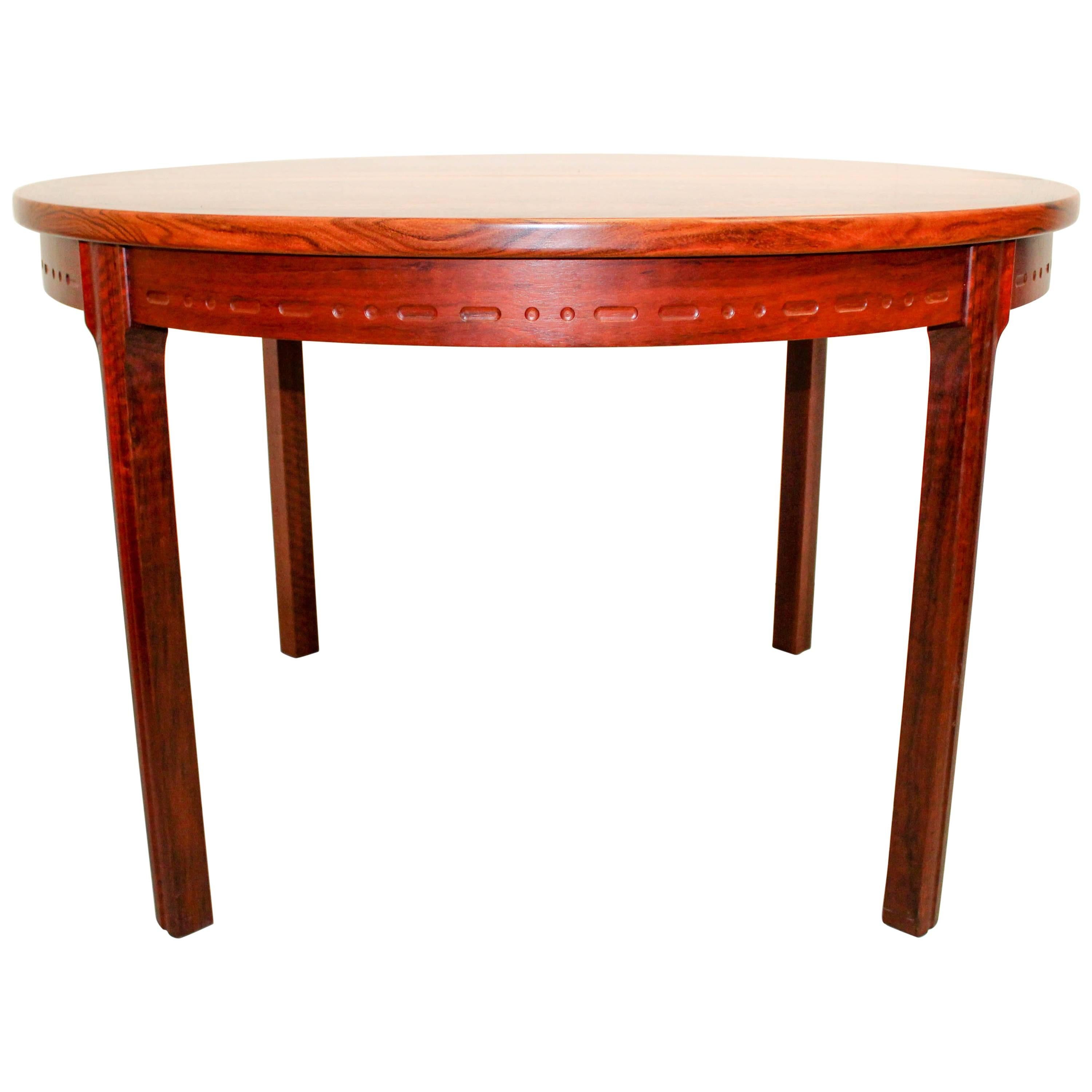 Midcentury Round Swedish Rosewood Dining Table with Two Leafs For Sale