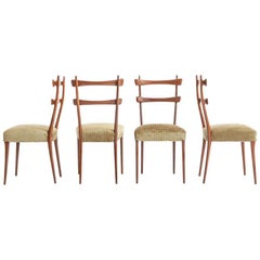 Vittorio Dassi Design Dining Chairs, Rosewood Frame and Upholstered Seat