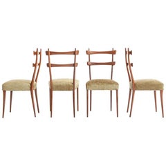 Vittorio Dassi Design Dining Chairs, Rosewood Frame and Upholstered Seat