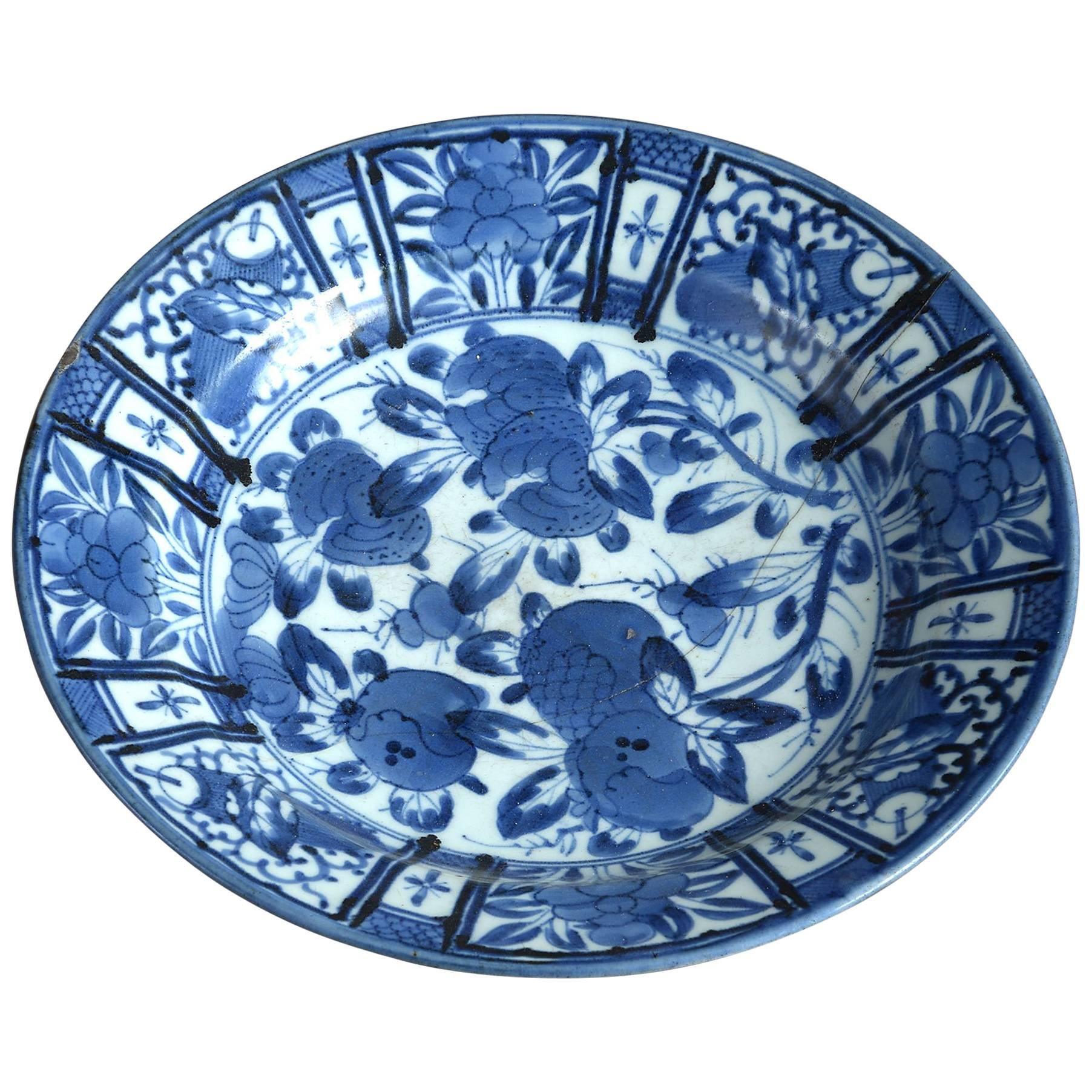 17th Century Blue and White Porcelain Charger