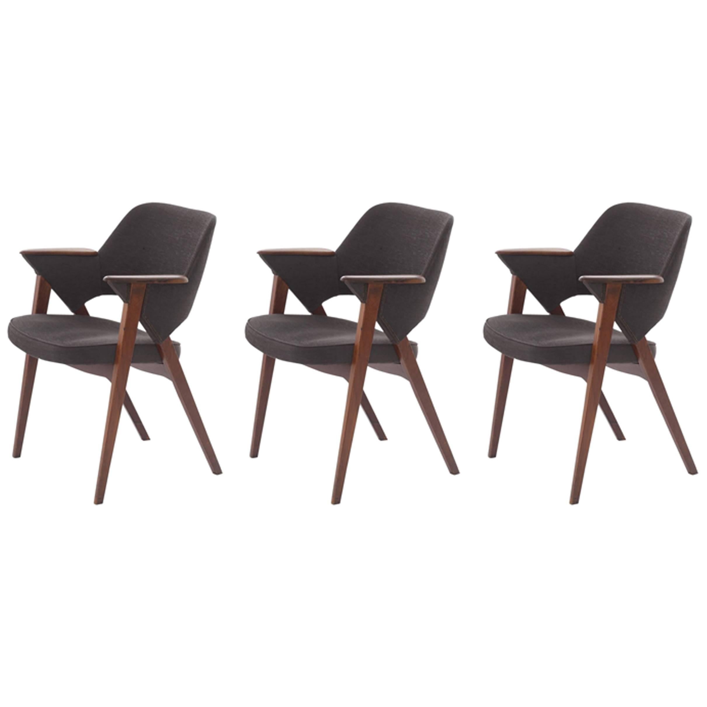 Armchairs with Armrests and Leg Structure in Teak For Sale
