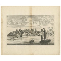 Antique Print of the City of Tonglou 'China' by J. Nieuhof, 1666