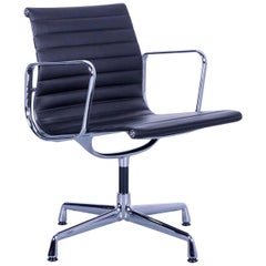 Vitra Ray & Charles Eames EA 108 Armchair Leather Black Aluminium Chrome Design