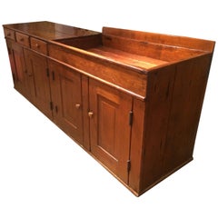 Monumental Rare 19th Century Pine Dry Sink Cabinet