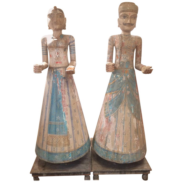 Spectacularly Impressive Pair of Handmade Indian Sculptures For Sale at