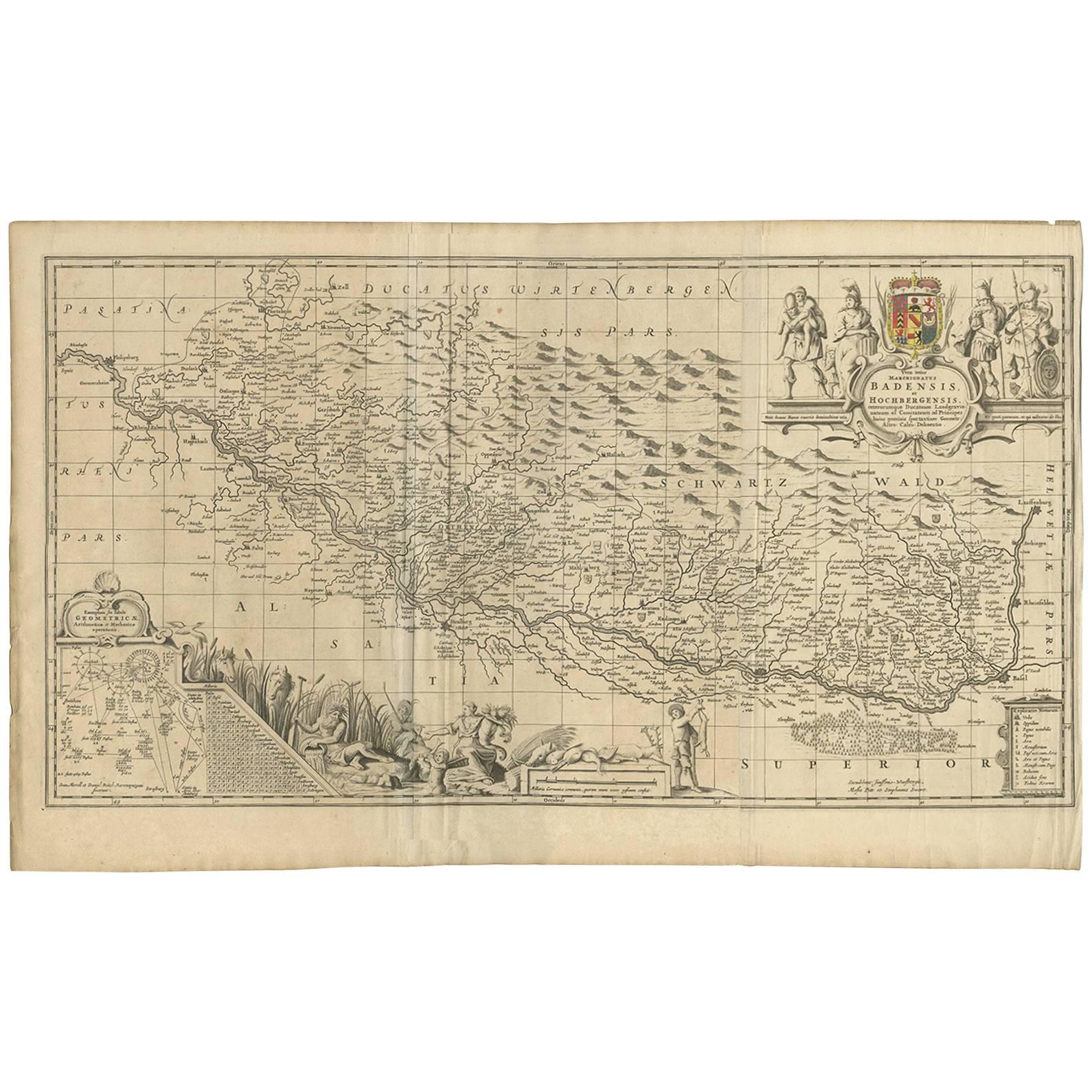 Antique Map of Switzerland by J. van Waesbergen, circa 1680 For Sale