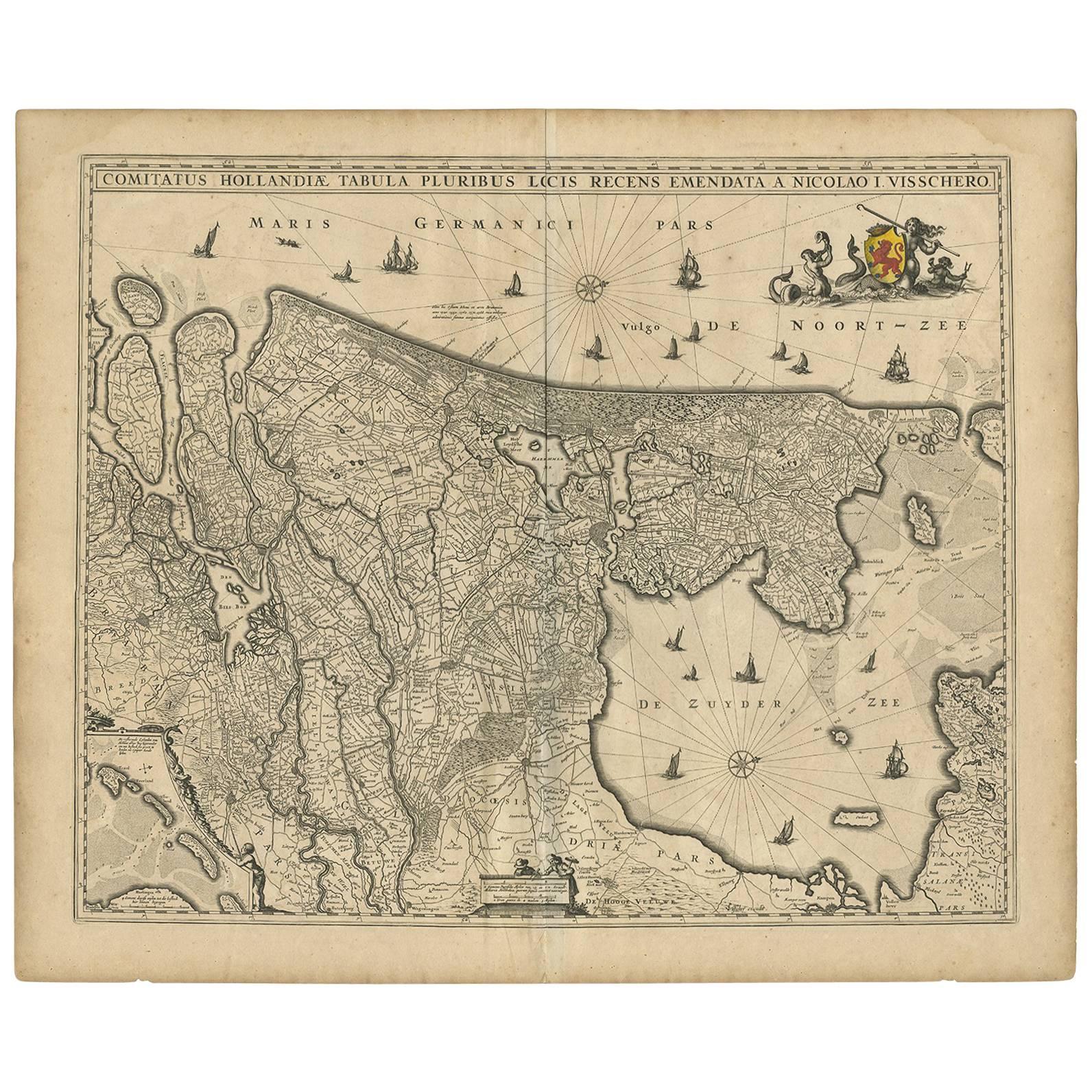 Antique Map of the Netherlands by N. Visscher, 1684 For Sale