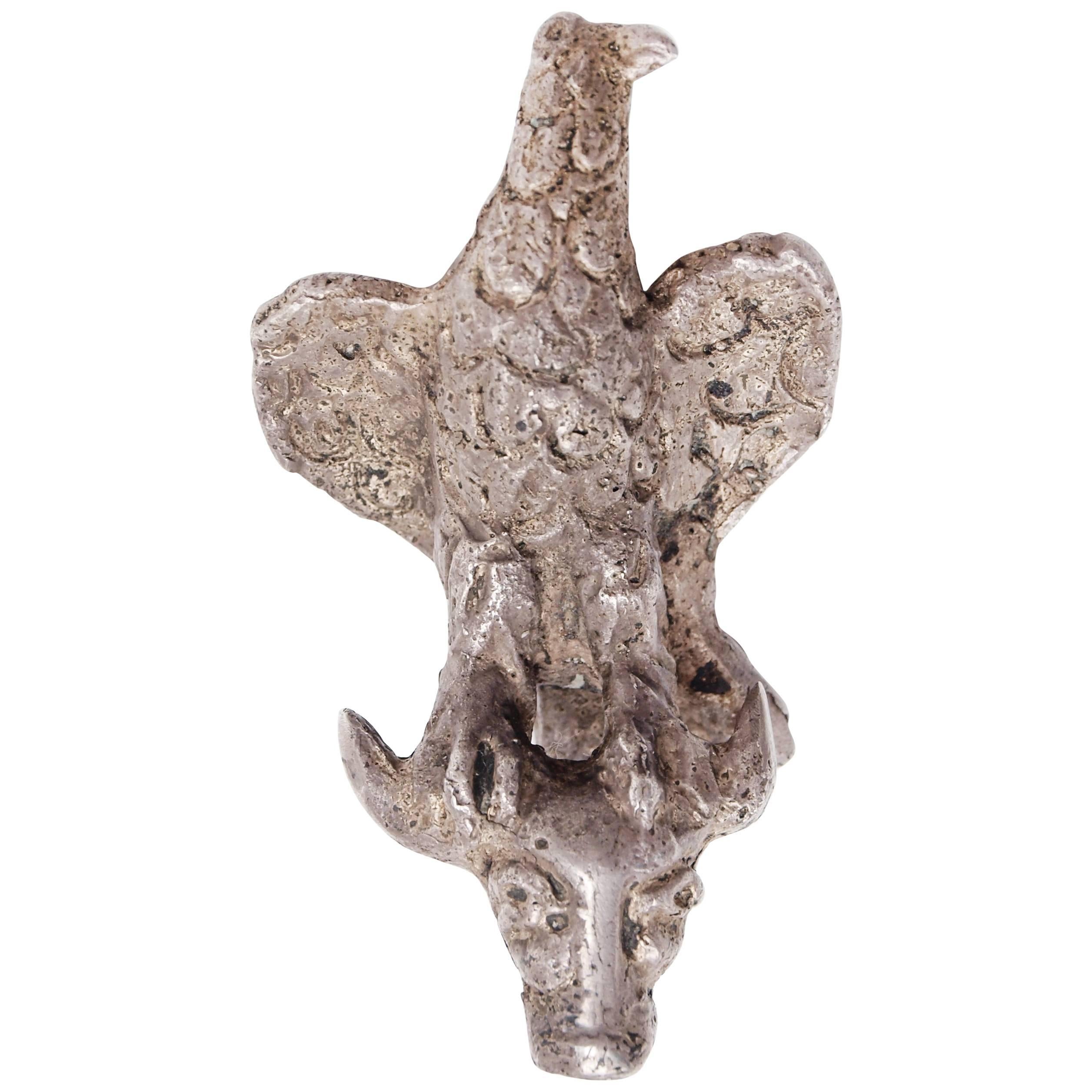 1st Century Roman Cast Silver Eagle on Bull’s Head Figurine