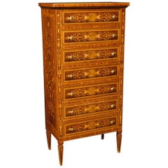 Italian Inlaid Tallboy in Louis XVI Style with Seven Drawers from 20th Century