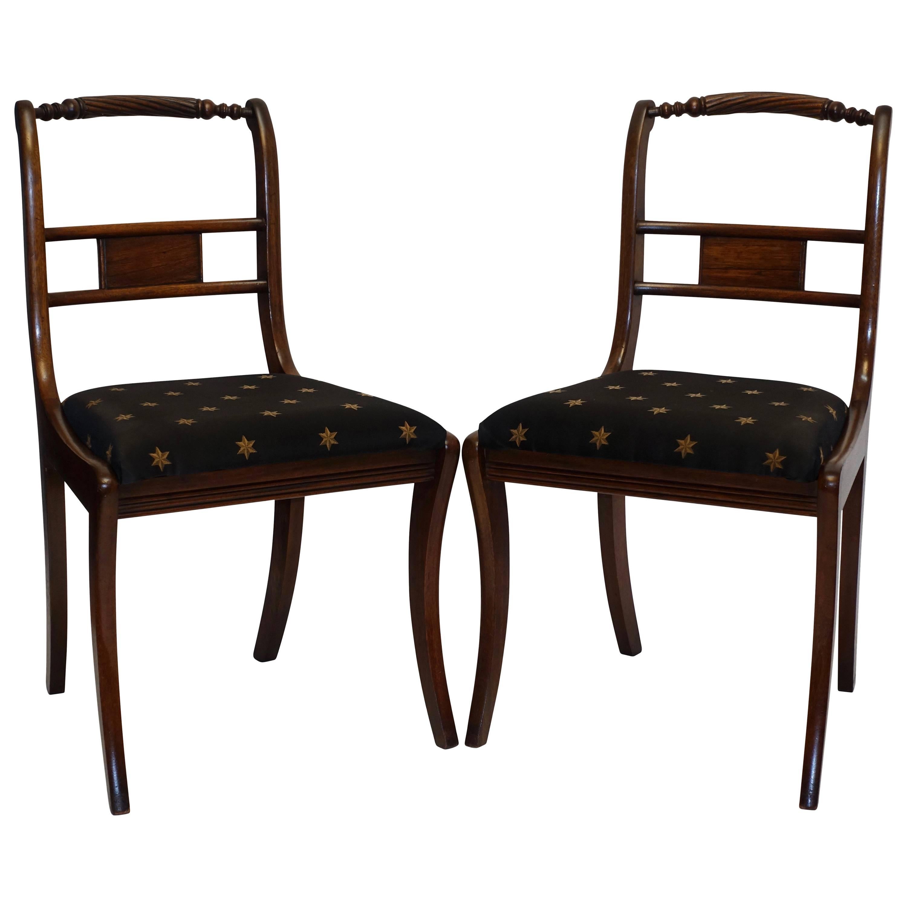 Pair of Regency Rosewood Dining Side Chairs, England, circa 1820