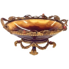 19th Century, Carved Agate Bowl Cradled in a Gilt Vine