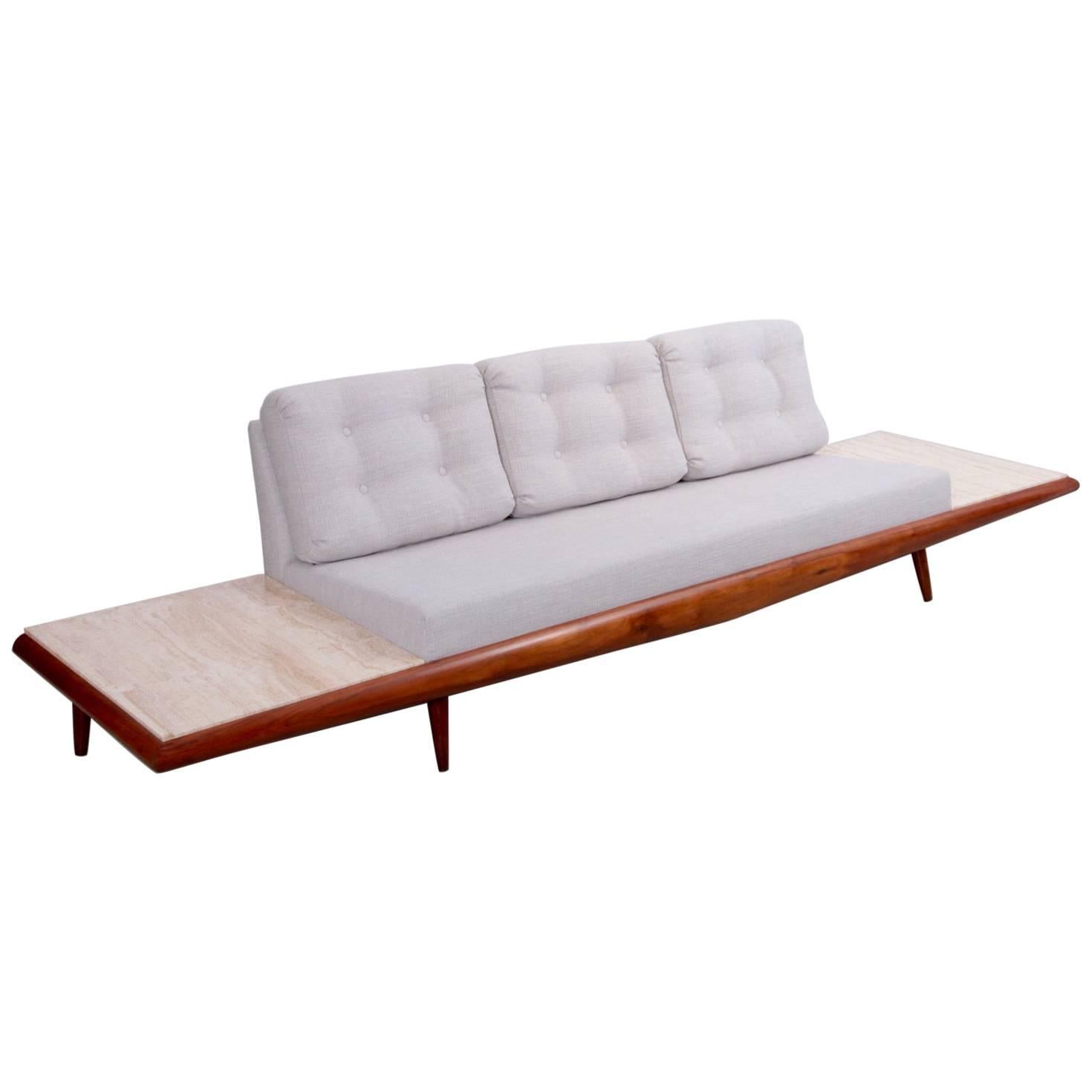Adrian Pearsall Sofa with Travertine Side Tables for Craft Associates