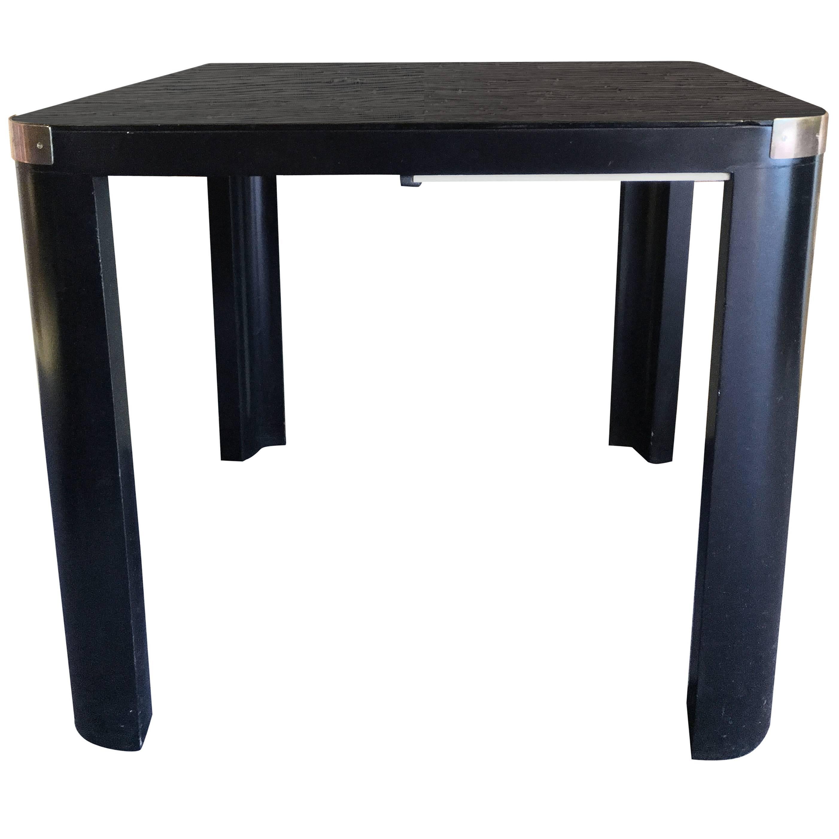 Vintage Art Deco Black Wood Glass Black Coffee Table, 1940, Italy For Sale