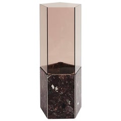 Contemporary Narcissus Pentagon Vase Red Rosso Levanto Terrazzo and Smoked Glass
