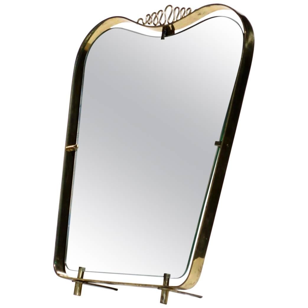 Serpentina Table, Wall Mirror Italian Design Brass Italy 1950s Midcentury