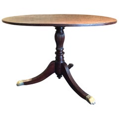 Vintage Wooden Round Dining Table Lions on the Brass Feet, 1940, Italy