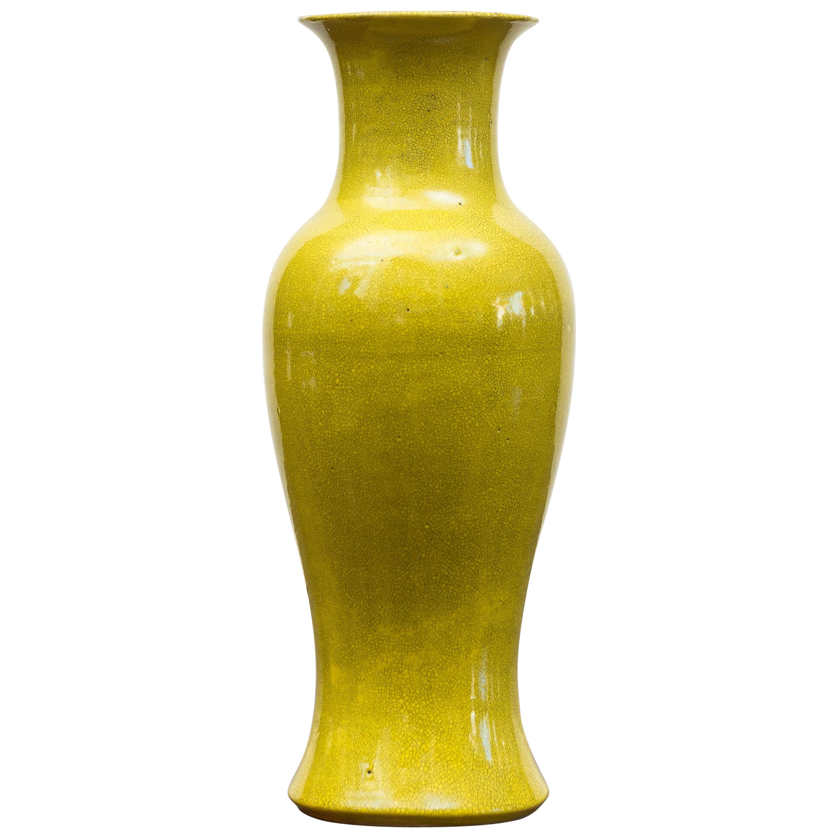 Late 19th Century Porcelain, Pistachio Green, Crackled Glaze Baluster Vase