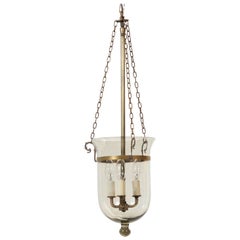 Retro Smoke Glass Bell Jar Hanging Light with Decorative Chain, Newly Rewired