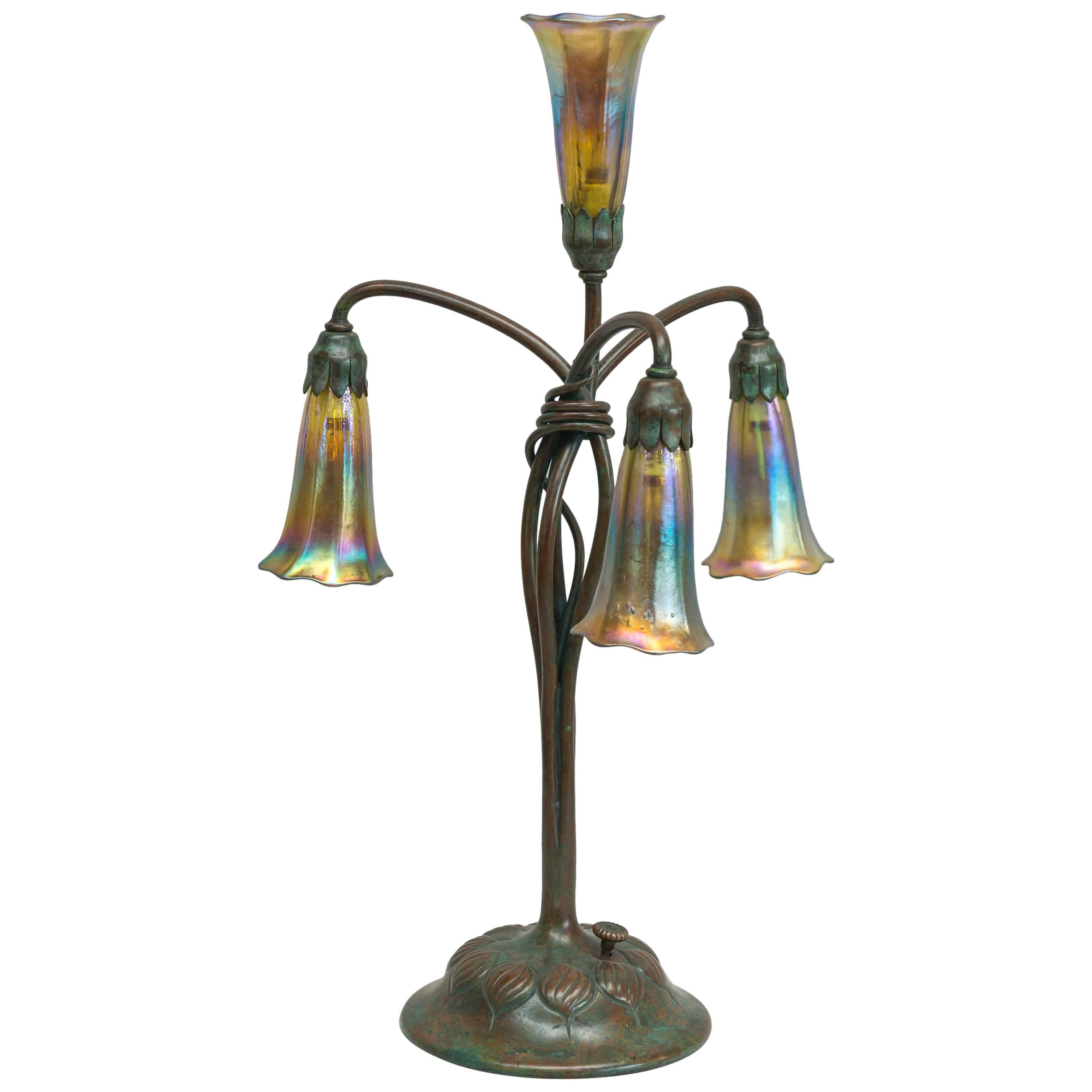 Tiffany Studios Four-Light Lily Table Lamp