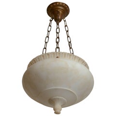 Vintage Alabaster Carved Urn Pendant or Bowl Chandelier