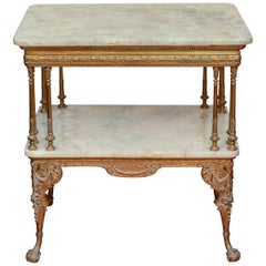 Antique Victorian Gilt Bronze and Onyx Parlor Table