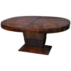 Vintage Art Deco French Dinning Table in Burl Walnut