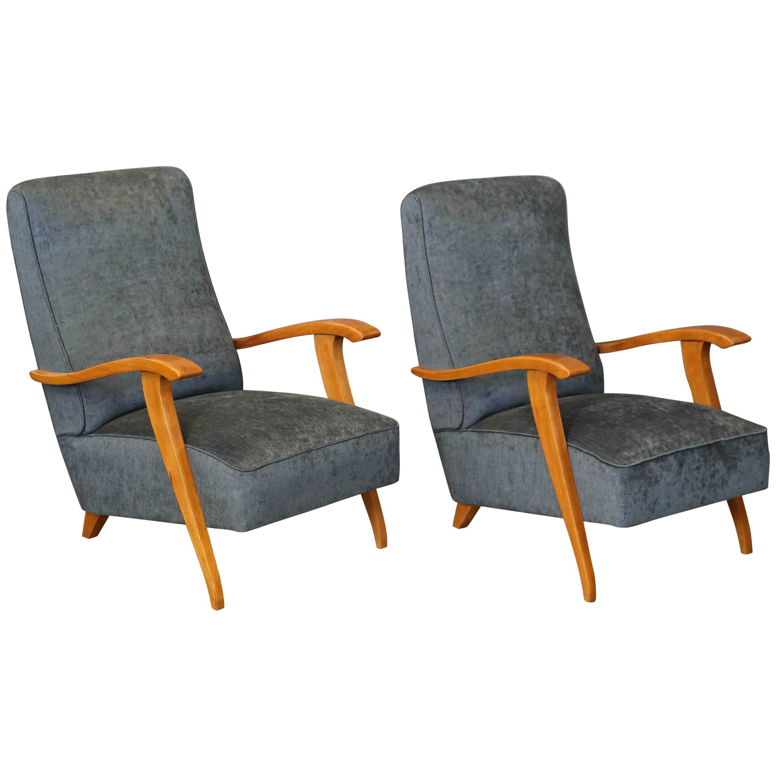 Midcentury French Chairs in Beechwood