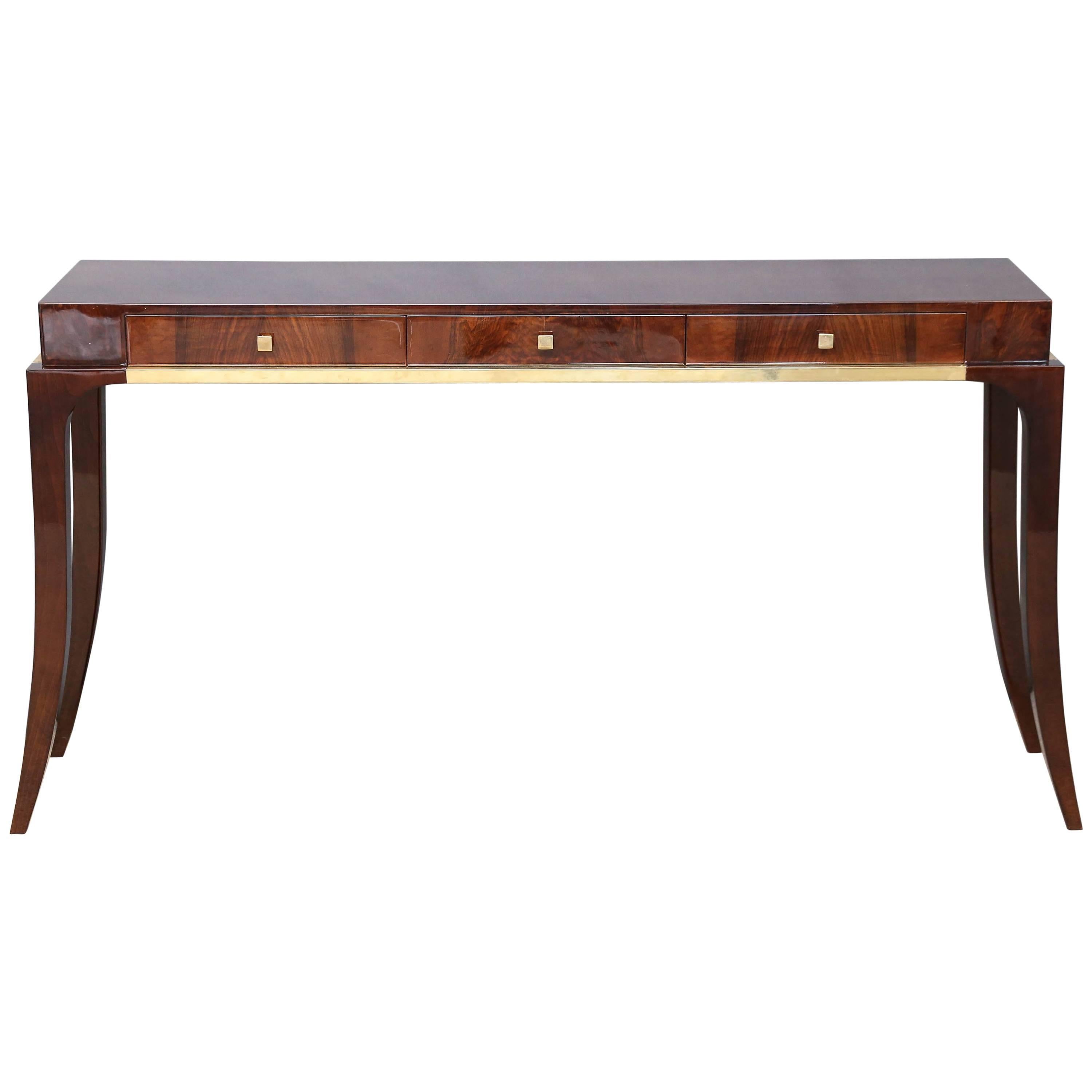 Midcentury French Console in Walnut